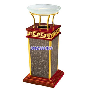 Thùng rác gỗ cao cấp có khay thủy tinh