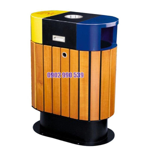 Thùng rác gỗ ngoài trời phân loại rác thải
