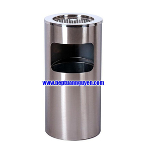 Thùng rác inox có gạt tàn thuốc lá