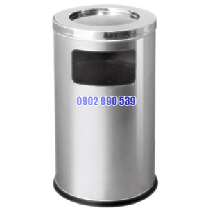 Thùng rác inox tròn có gạt tàn giá rẻ