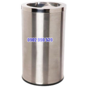 Thùng rác inox tròn công cộng có gạt tàn