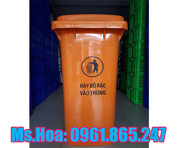 Thùng rác màu cam 120 lít 240 lít tại Hà Nội và Sài Gòn