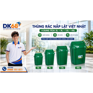 Thùng rác lật nhiều size nhựa Việt Nhật 5,9,12,45Lit