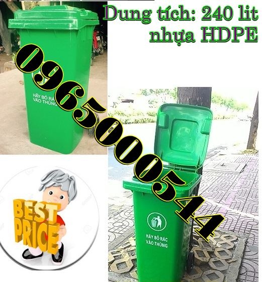 Thùng rác nhựa 240 lít, thùng rác công cộng nhập khẩu