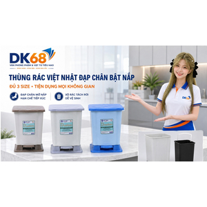 Thùng Rác Việt Nhật Đạp Chân Bật Nắp, 3 Size Bé – Trung – Đại