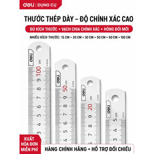 Thước kẻ thép không gỉ Deli - 1.5m/2m - Thước kim loại dày