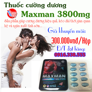 Thuốc cường dương thảo dược Maxman 3800mg Giá tốt nhất không hiệu quả hoàn tiền