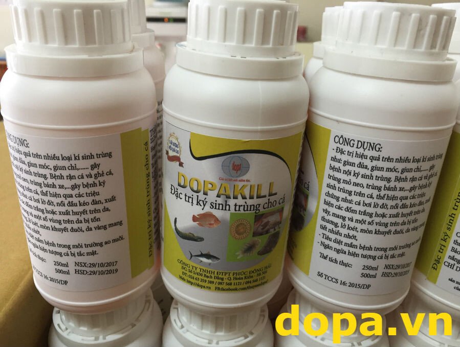 DOPA KILL Thuốc Thủy Sản Đặc Trị Trùng Mỏ Neo Ký Sinh Cá Nuôi Cá Cảnh