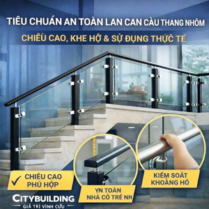 TIÊU CHUẨN AN TOÀN LAN CAN CẦU THANG NHÔM – CHIỀU CAO, KHE HỞ & SỬ DỤNG THỰC TẾ | CITYBUILDING
