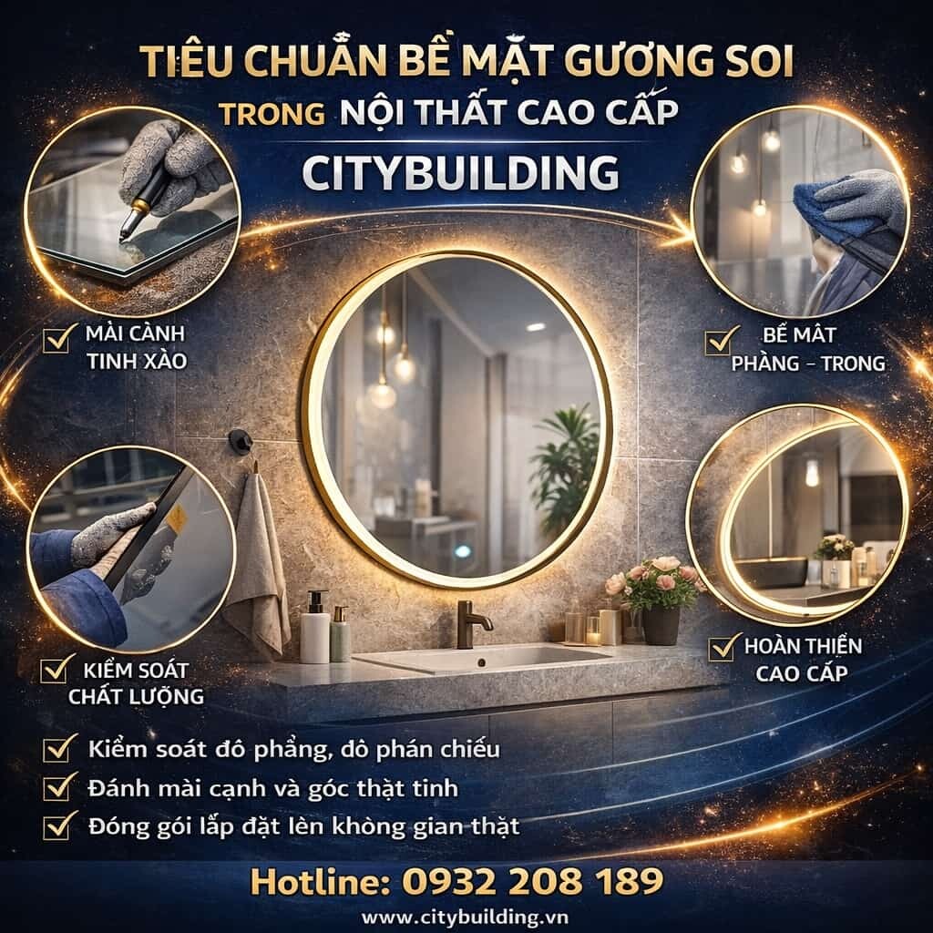TIÊU CHUẨN BỀ MẶT GƯƠNG SOI TRONG NỘI THẤT CAO CẤP CITYBUILDING