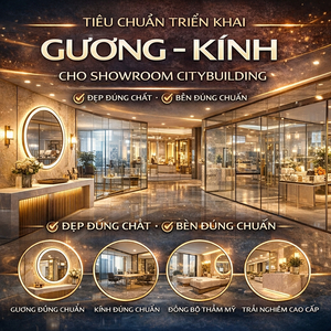TIÊU CHUẨN TRIỂN KHAI GƯƠNG – KÍNH CHO SHOWROOM CITYBUILDING ĐẸP ĐÚNG CHẤT BỀN ĐÚNG CHUẨN
