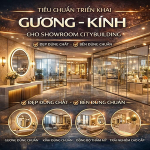 TIÊU CHUẨN TRIỂN KHAI GƯƠNG – KÍNH CHO SHOWROOM CITYBUILDING ĐẸP ĐÚNG CHẤT BỀN ĐÚNG CHUẨN