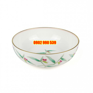 Tô Sứ Hoa Vẽ Vàng Viền Vàng