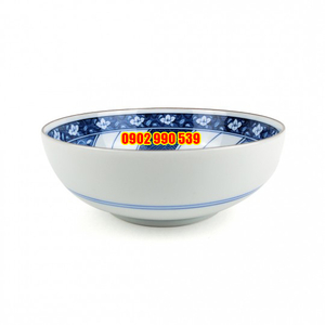 Tô Sứ Men Lam Viền Socola Có Triện