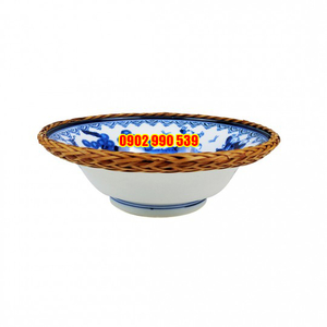 Tô Sứ Men Lam Karako Xưa Viền Bọc Mây