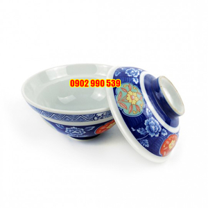 Tô Sứ Ngũ Sắc Có Nắp Vẽ Vàng