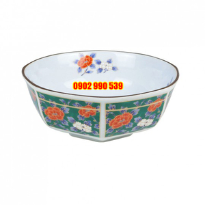 Tô Sứ Ngũ Sắc Vẽ Vàng Viền Nâu Có Triện