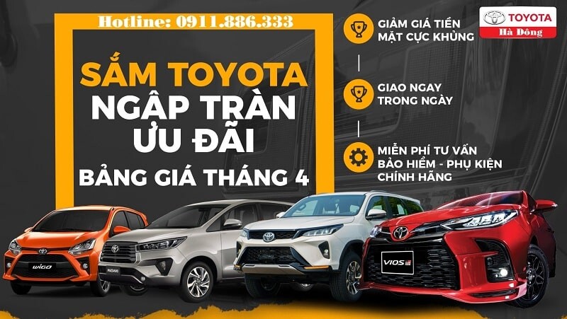 Bảng giá xe TOYOTA mới nhất năm 2023 tại Toyota Hà Đông Hà Nội