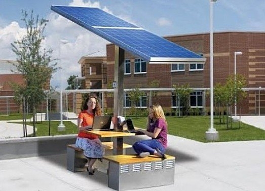 Trạm sạc thiết bị di động bằng năng lượng mặt trời 100 wat có mái che