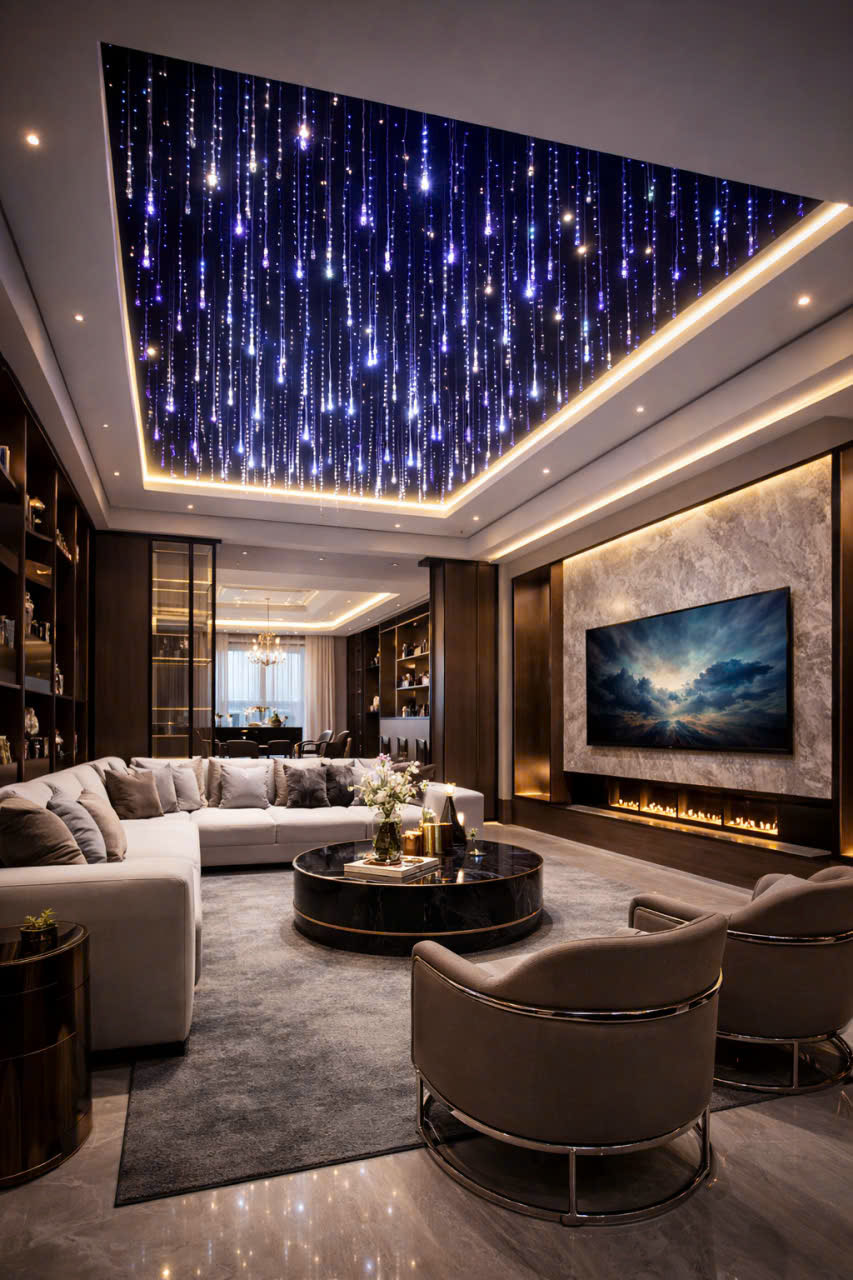 💎 TRẦN SAO VÔ CỰC PHÒNG KHÁCH CITYBUILDING – GIẢI PHÁP TRẦN ÁNH SÁNG VŨ TRỤ SANG TRỌNG