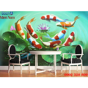 Tranh 3d Mẫu Cá Koi đẹp CKM164