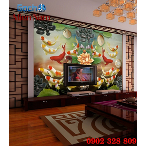 Tranh 3d Mẫu Cá Koi đẹp CKM85