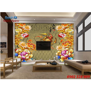 Tranh 3d Mẫu Cá Koi đẹp CKM114