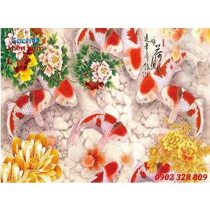 Tranh 3d Mẫu Cá Koi đẹp CKM168