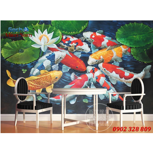 Tranh 3d Mẫu Cá Koi đẹp CKM166