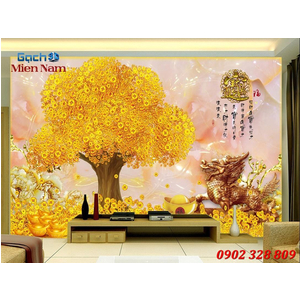 Tranh 3d ốp tường kim tiền KTT31