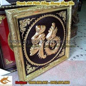 Tranh chữ Phúc Rồng, chữ Phúc khung đồng liền, kt 70x70cm