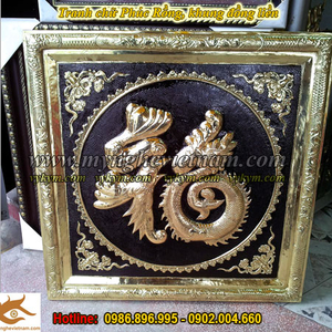 Tranh chữ Phúc rồng khung đồng, tranh chữ đồng cao cấp 60