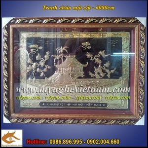 Tranh chùa một cột 60x80cm, tranh đồng quà tặng mỹ nghệ