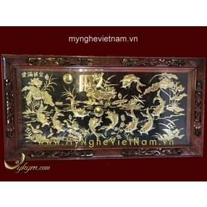 Tranh cửu ngư cá chép hoa sen 1mx1m7