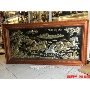 Tranh đồng mã đáo thành công tám ngựa phi 80x1m55