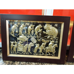Tranh đồng đám cưới chuột 40 x 55cm
