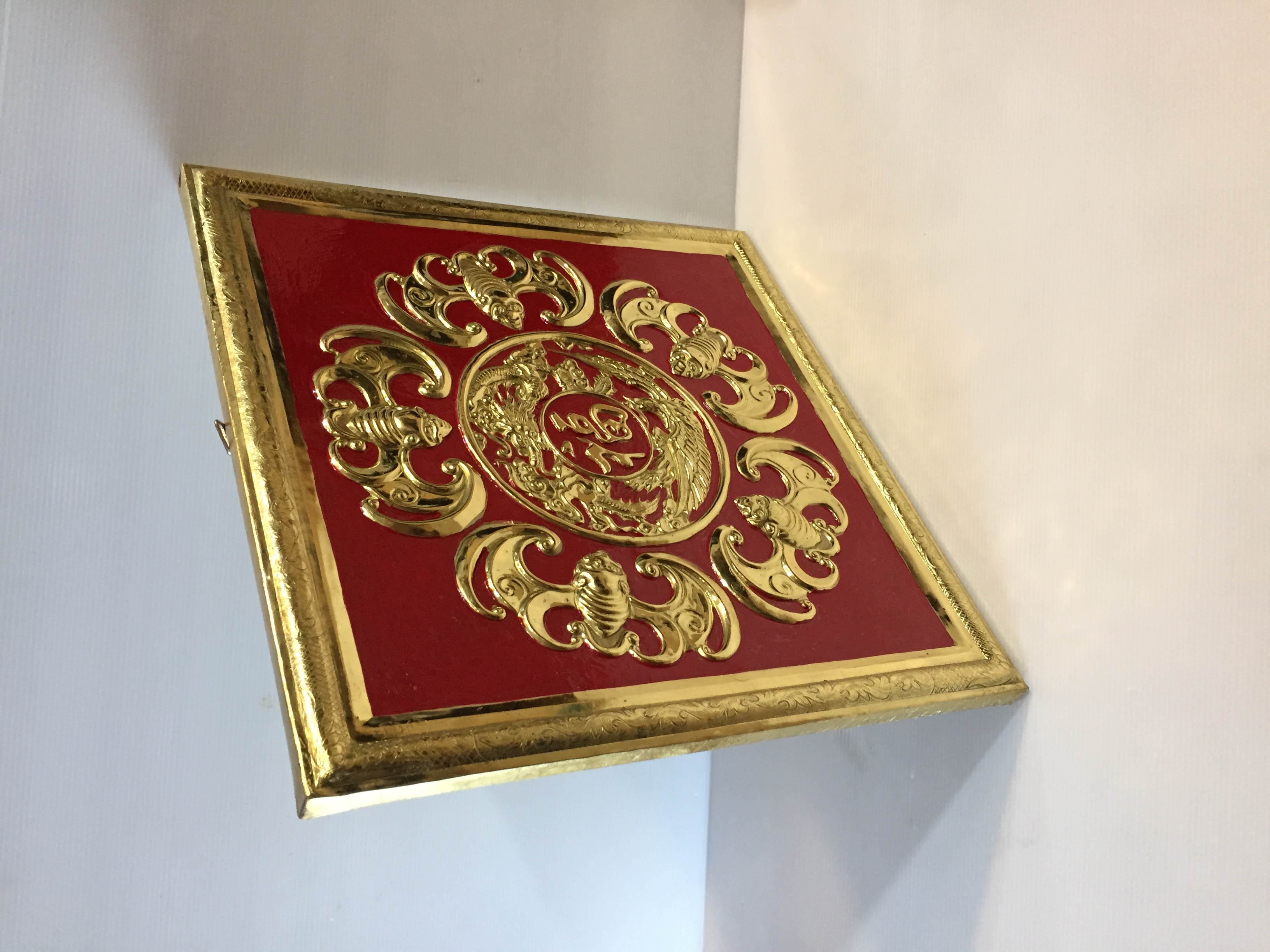 Tranh đồng ngũ phúc long môn đúc liền tấm 41 x41cm