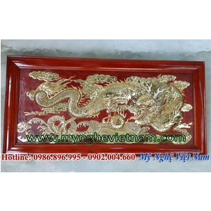 Tranh đồng Rồng cuốn ngọc 1m6 đồng vàng