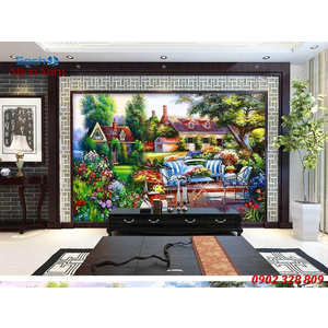 Tranh gạch 3d đồng quê ốp tường DQ95