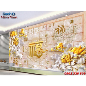 Tranh Gạch 3d Hoa Mẫu Đơn HMD49
