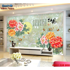 Tranh Gạch 3d Hoa Mẫu Đơn HMD34