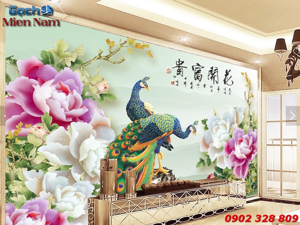 Tranh Gạch 3d Hoa Mẫu Đơn HMD48