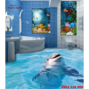 Tranh Gạch 3D Lát Nền Cá Heo SDD45