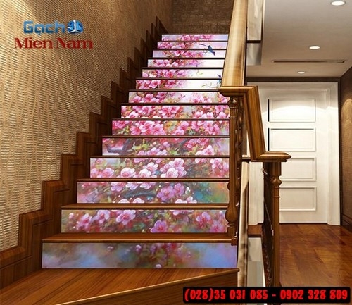 Tranh gạch 3d ốp tường cầu thang