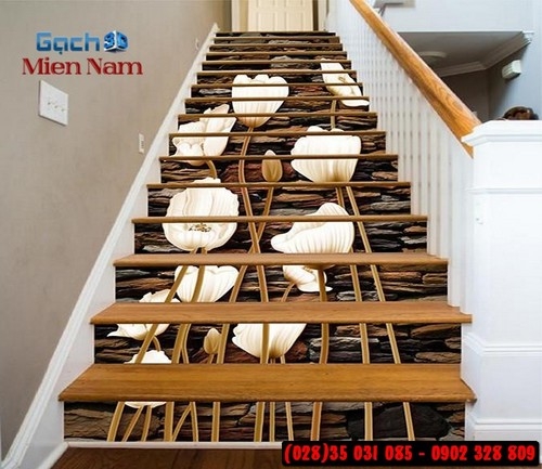 Tranh gạch 3d ốp tường cầu thang
