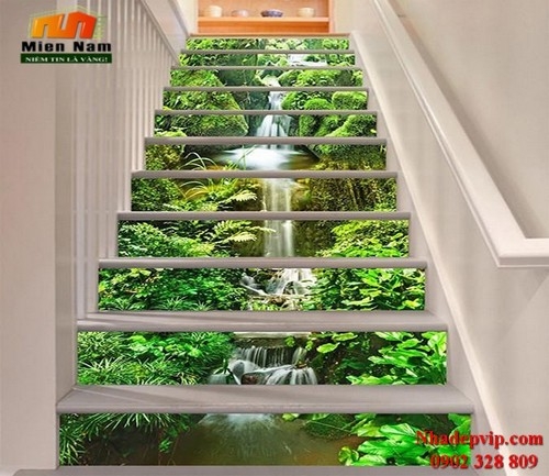 Tranh gạch 3d ốp tường cầu thang