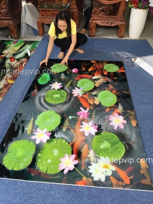 Gạch tranh 5D ốp tường nhà bếp tạo không gian ấn tượng cho việc nội trợ 