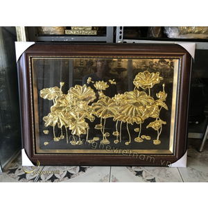 Tranh hoa sen dát vàng 55 x 75cm