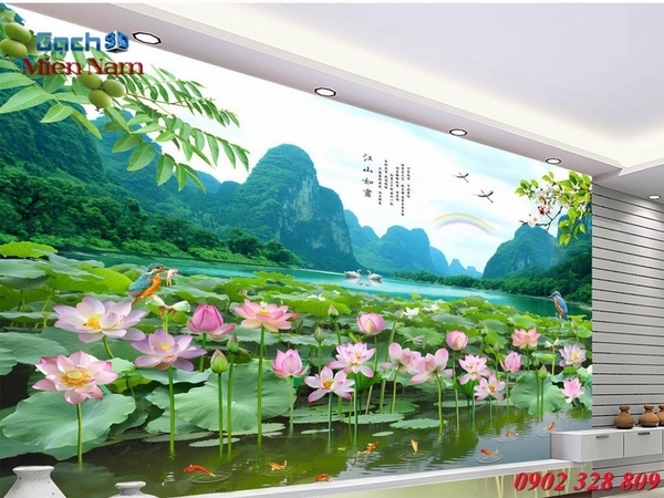 tranh kính 3d hoa sen