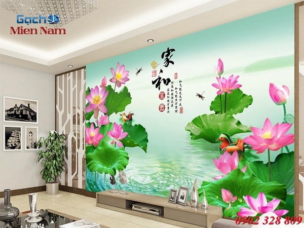 tranh kính 3d hoa sen